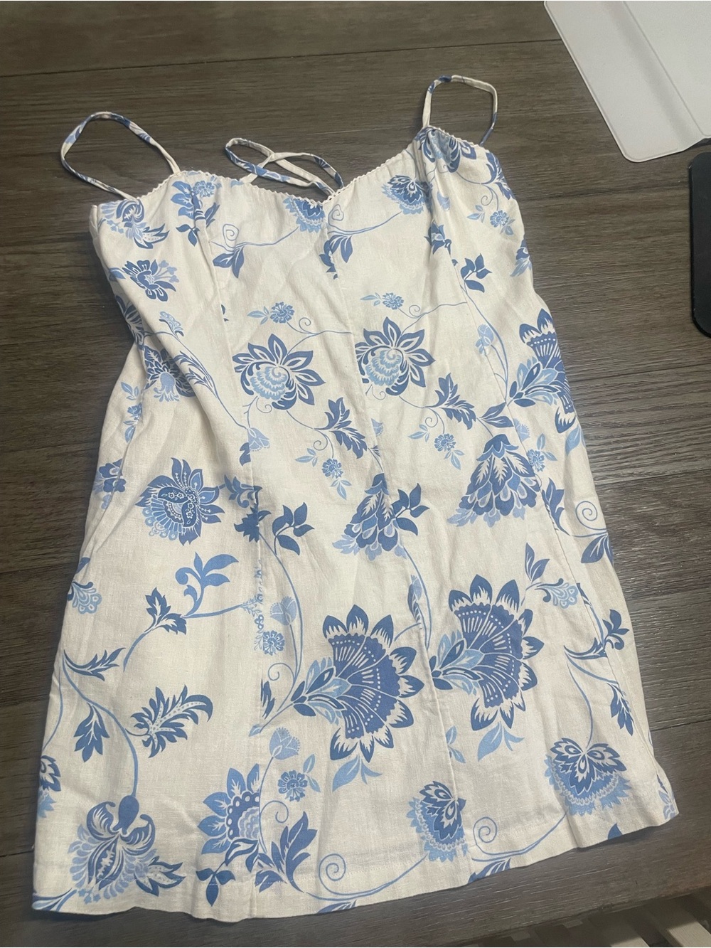 Abercrombie & Fitch White Dress with Blue Floral Print